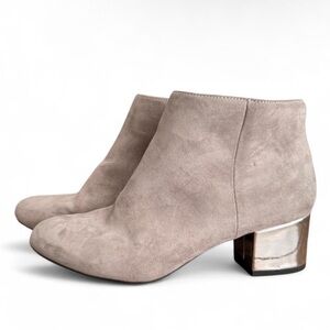 Grey Suede Ankle Boots with Block Silver/Mirrored Heels